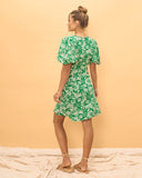 Mini Dress Depan Bermotif Bunga Hijau Miah