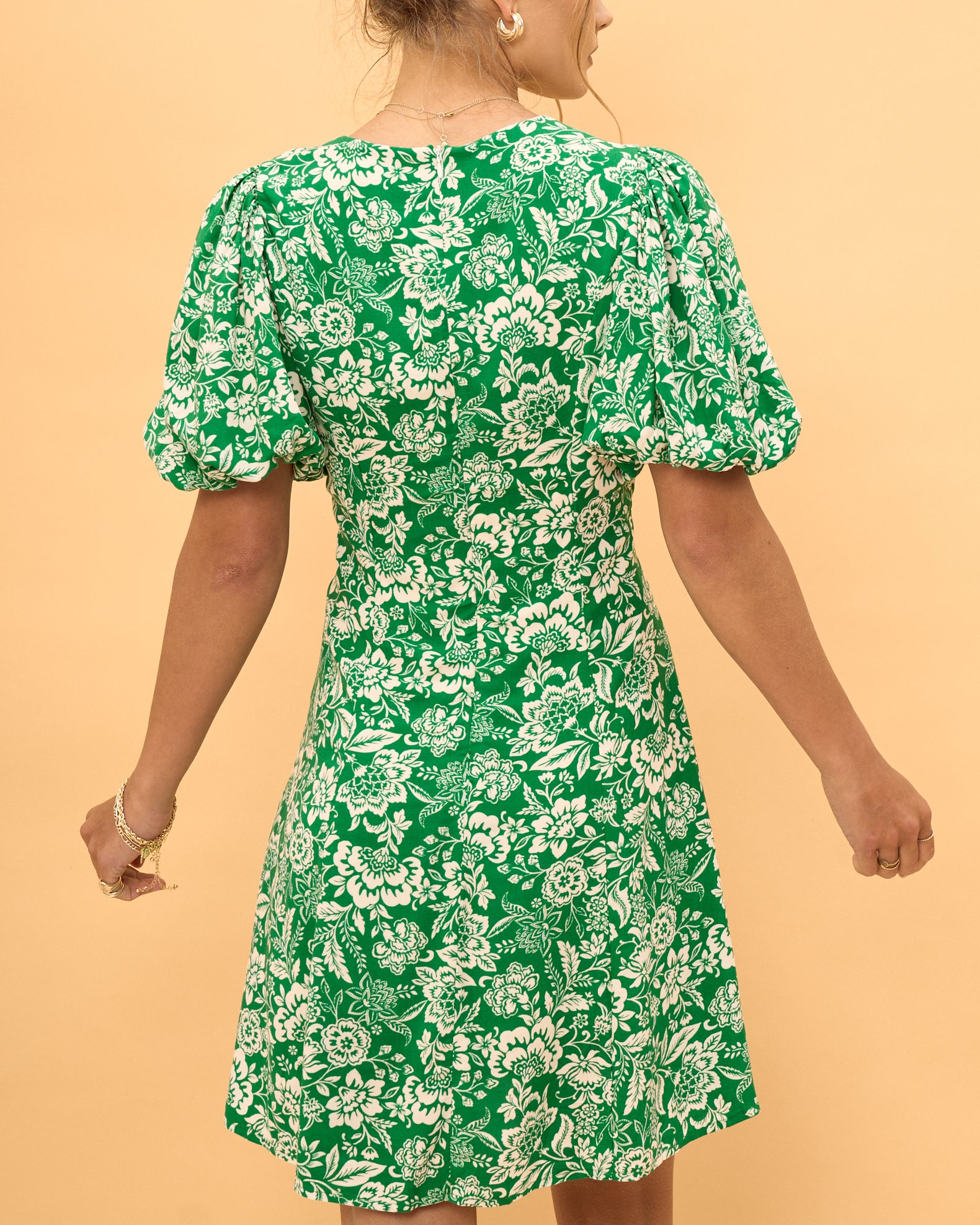 Miah Green Floral Twist Front Mini Dress