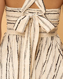 Keiko Beige Black Stripe Mini Dress