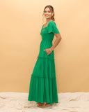 Terra Emerald Green Tiered Maxi Dress