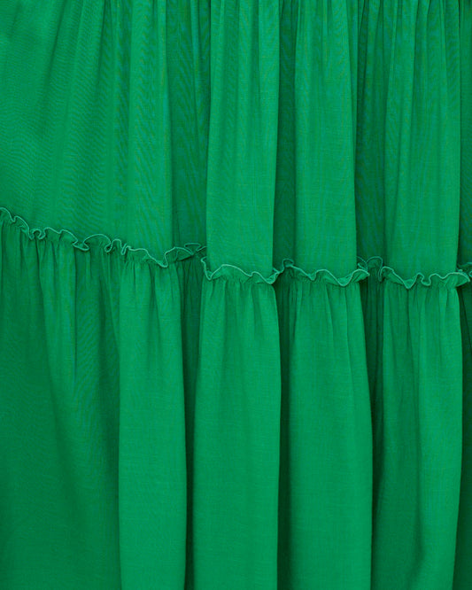 Terra 翡翠绿分层超长连衣裙