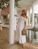 Eleyna White Stripe Tiered Maxi Dress
