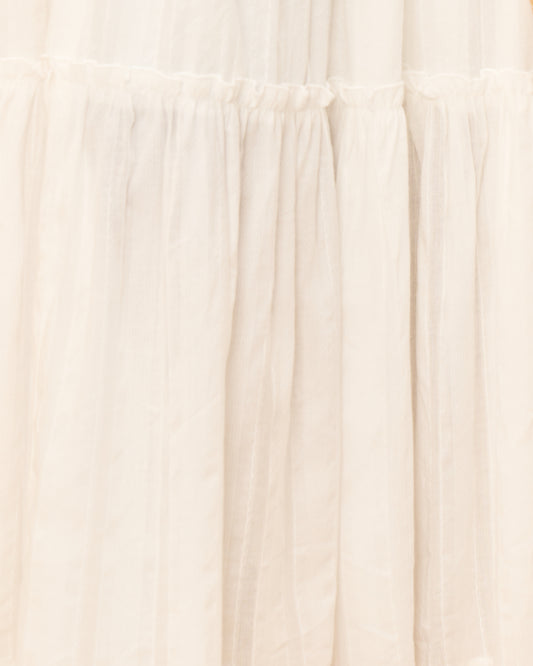 Eleyna 白色条纹分层超长连衣裙