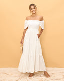 Eleyna White Stripe Tiered Maxi Dress