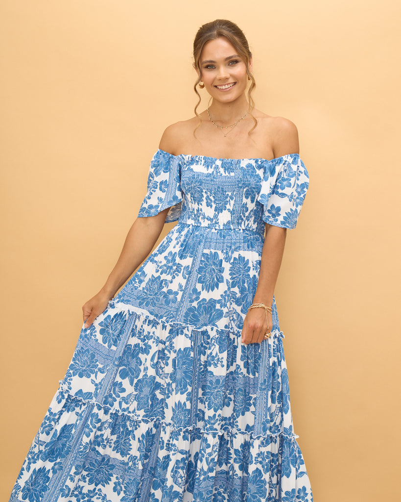 Tatiana Blue Floral Boho Tiered Maxi Dress tatiana-blue-floral-boho-tiered-maxi-dress