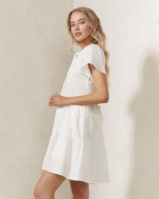 Gaun Mini Bertali Putih Whitlee