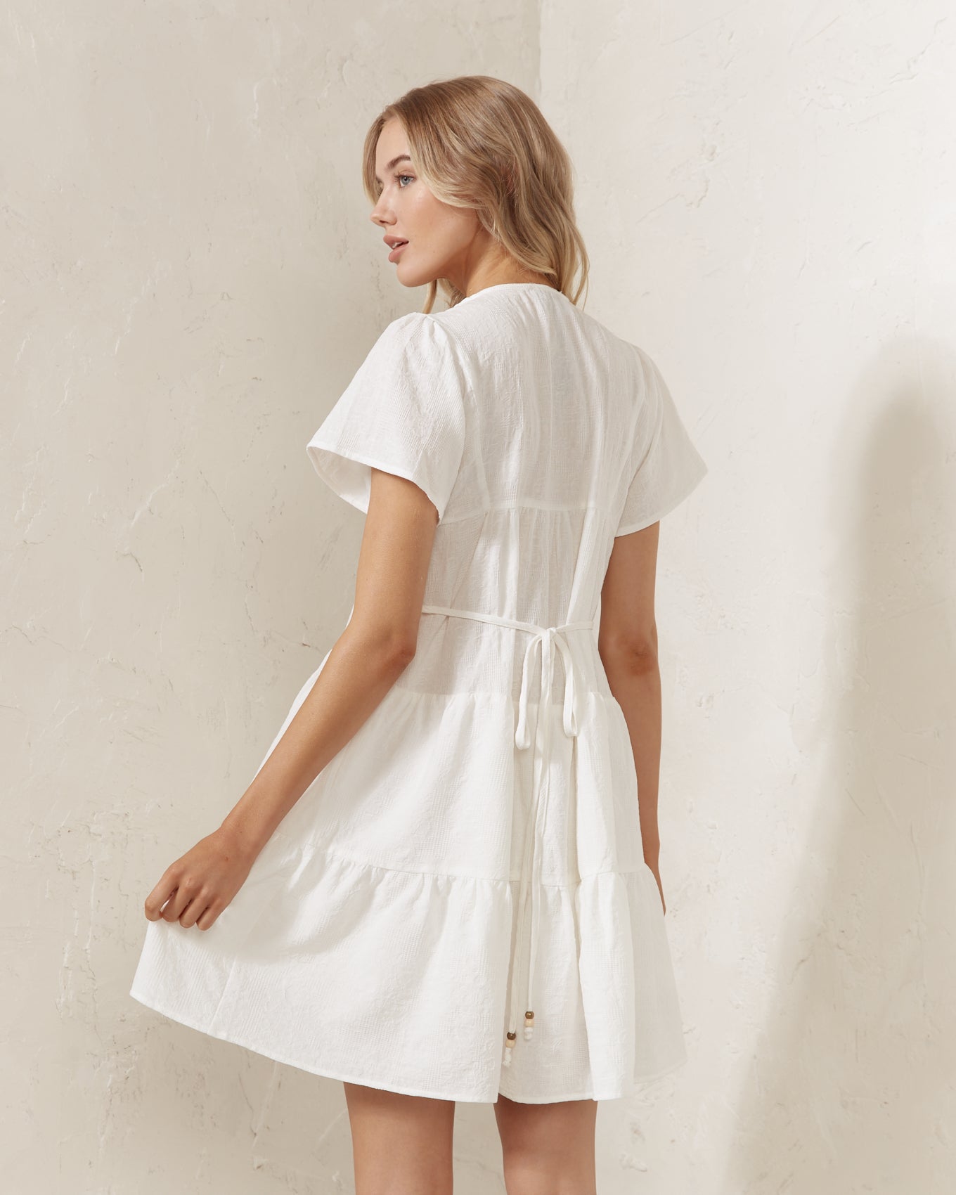 Whitlee White Lace Up Mini Dress