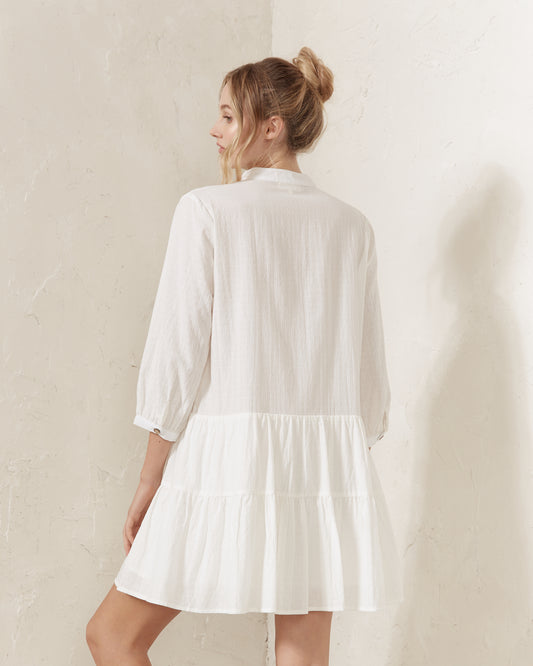 Gaun Mini Berkancing Putih Gaby