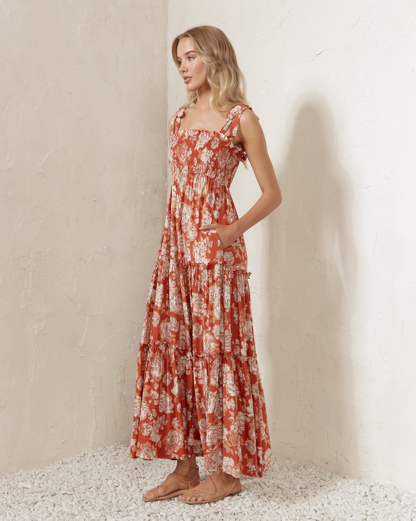 Gracyn Red Floral Maxi Dress