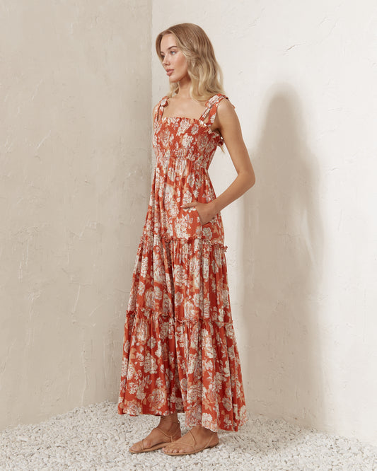 Gracyn Red Floral Maxi Dress