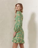 Haniya Green Wrap Front Mini Dress