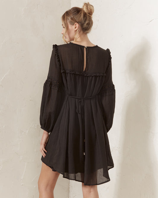 Haidyn Black Ruffles Mini Dress