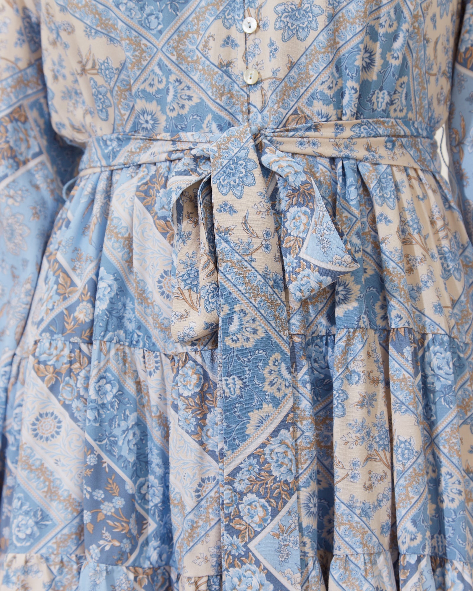 Jordynn Blue Boho Tiered Mini Dress
