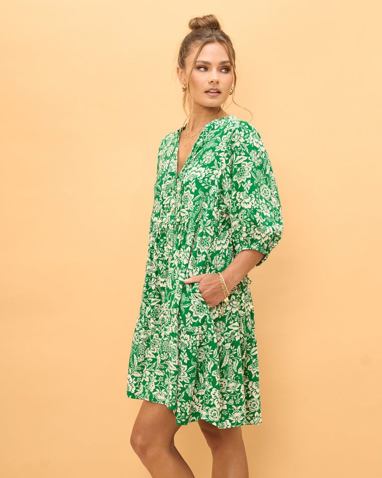 Miah Green Floral Button Down Mini Dress – HEYCHIC
