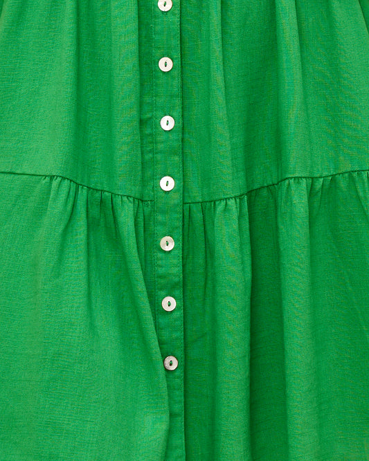 Yeva 绿色系扣迷你连衣裙