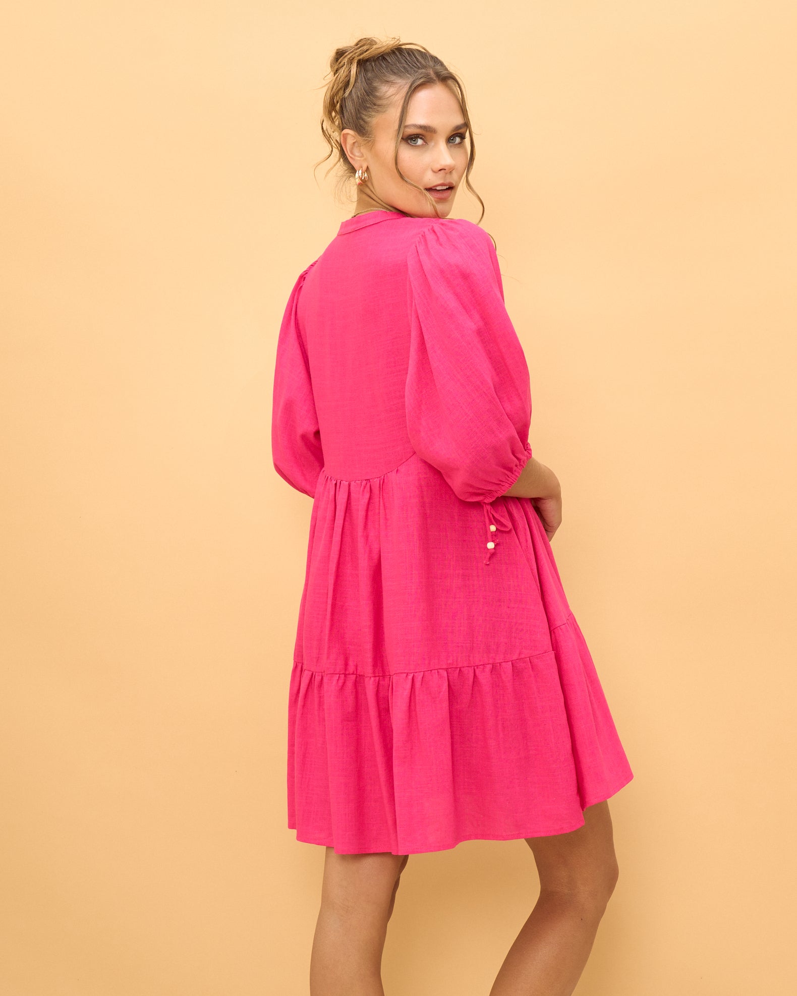 Yeva Pink Button Down Mini Dress