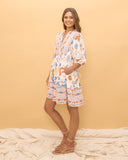 Sophia Orange Blue Floral Mini Dress