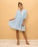 Skyra Blue Boho Button Down Mini Dress