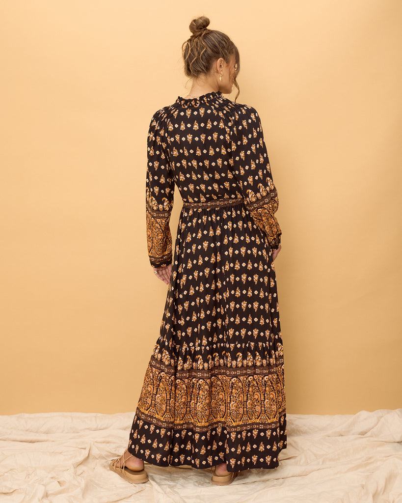 Elara Boho Striped Maxi Skirt