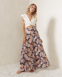 Indira Navy Peach Floral Wide Leg Pants