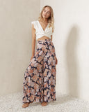 Indira Navy Peach Floral Wide Leg Pants