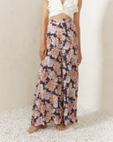 Indira Navy Peach Floral Wide Leg Pants