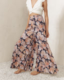 Indira Navy Peach Floral Wide Leg Pants