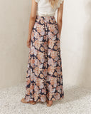 Indira Navy Peach Floral Wide Leg Pants