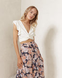 Indira Navy Peach Floral Wide Leg Pants