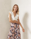 Indira Navy Peach Floral Wide Leg Pants