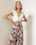 Indira Navy Peach Floral Wide Leg Pants