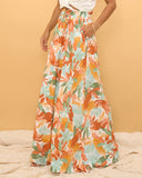 Noemi Orange Floral Wide Leg Pants