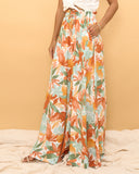 Noemi Orange Floral Wide Leg Pants