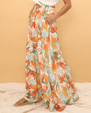Noemi Orange Floral Wide Leg Pants