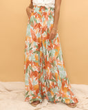 Noemi Orange Floral Wide Leg Pants