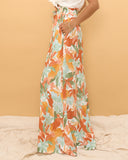 Noemi Orange Floral Wide Leg Pants