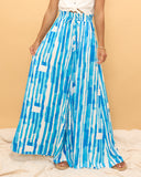 Umu Blue Abstract Wide Leg Pants