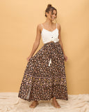 Laila Black Floral Boho Split Maxi Skirt