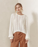 Haisley Ivory White Pointelle Sweater