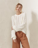Haisley Ivory White Pointelle Sweater