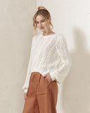 Haisley Ivory White Pointelle Sweater