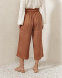 Gaia 棕色亚麻裙裤