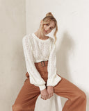 Haisley Ivory White Pointelle Sweater