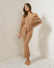 Desiree Camel Ribbed Midi Dress