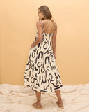 Nori Abstract Tiered Midi Dress