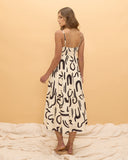 Nori Abstract Tiered Midi Dress