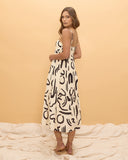 Nori Abstract Tiered Midi Dress