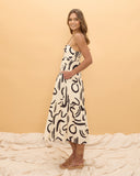 Nori Abstract Tiered Midi Dress