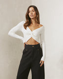 Edie White Twist Top