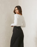 Edie White Twist Top